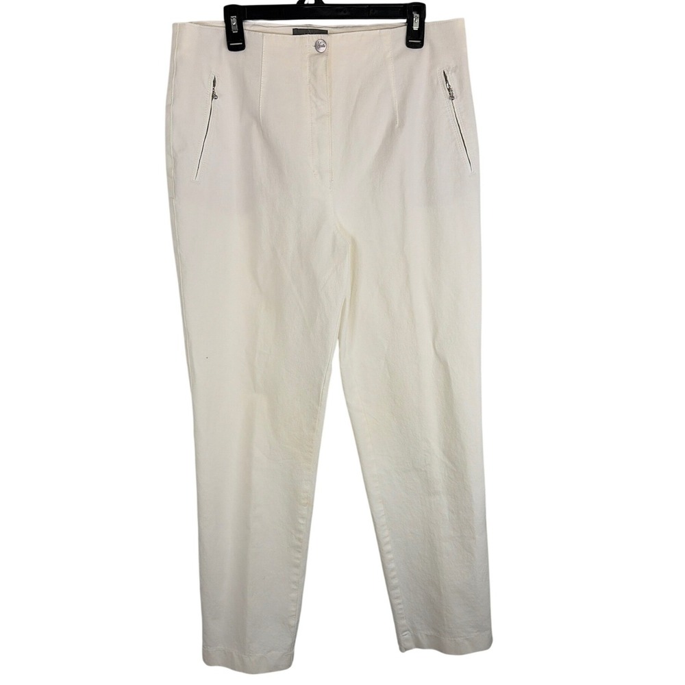 Vanilia Women Cream Euro Summer Designer Italian Fabric Jacky Becky Pants‎ 48N